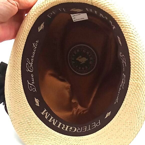 Peter Grimm Straw Hat True Character One Size Fit Tan Color Black Side Ribbon - Picture 5 of 8